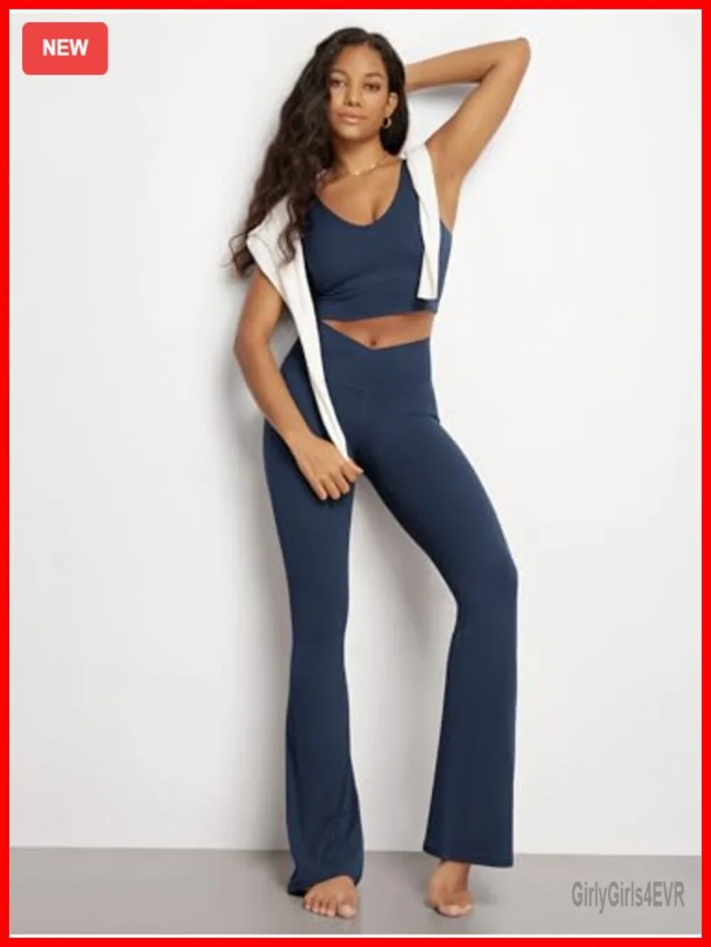 Buttery Soft V High Waist Crossover Flare Leggings with Back Pocket Yoga Pants